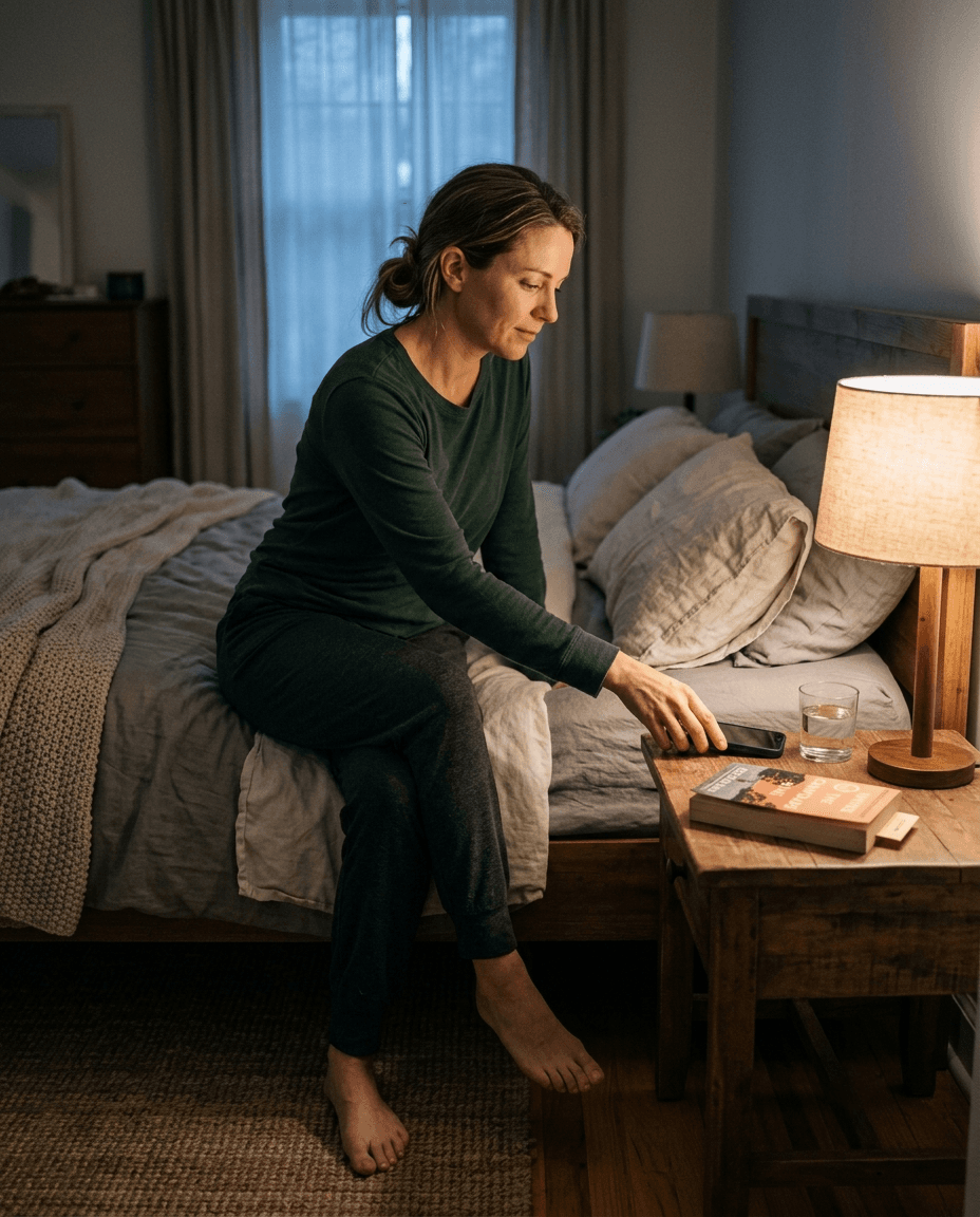 A person beginning a calm evening wind-down routine